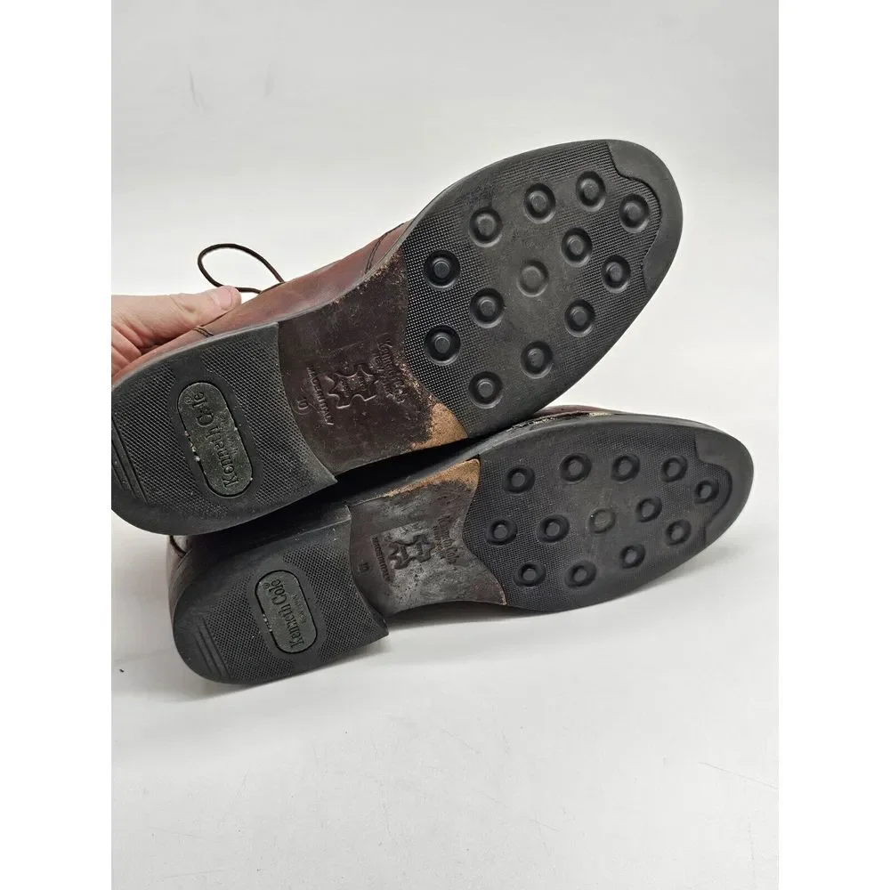 Vintage Kenneth Cole New York Made In Italy Brown Leather Ankle Boots 10 Lace Up
